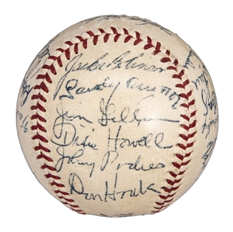 1955 World Series Champion Brooklyn Dodgers Team Signed ONL Giles Baseball With 23 Signatures Including Robinson, Campanella & Koufax (JSA)